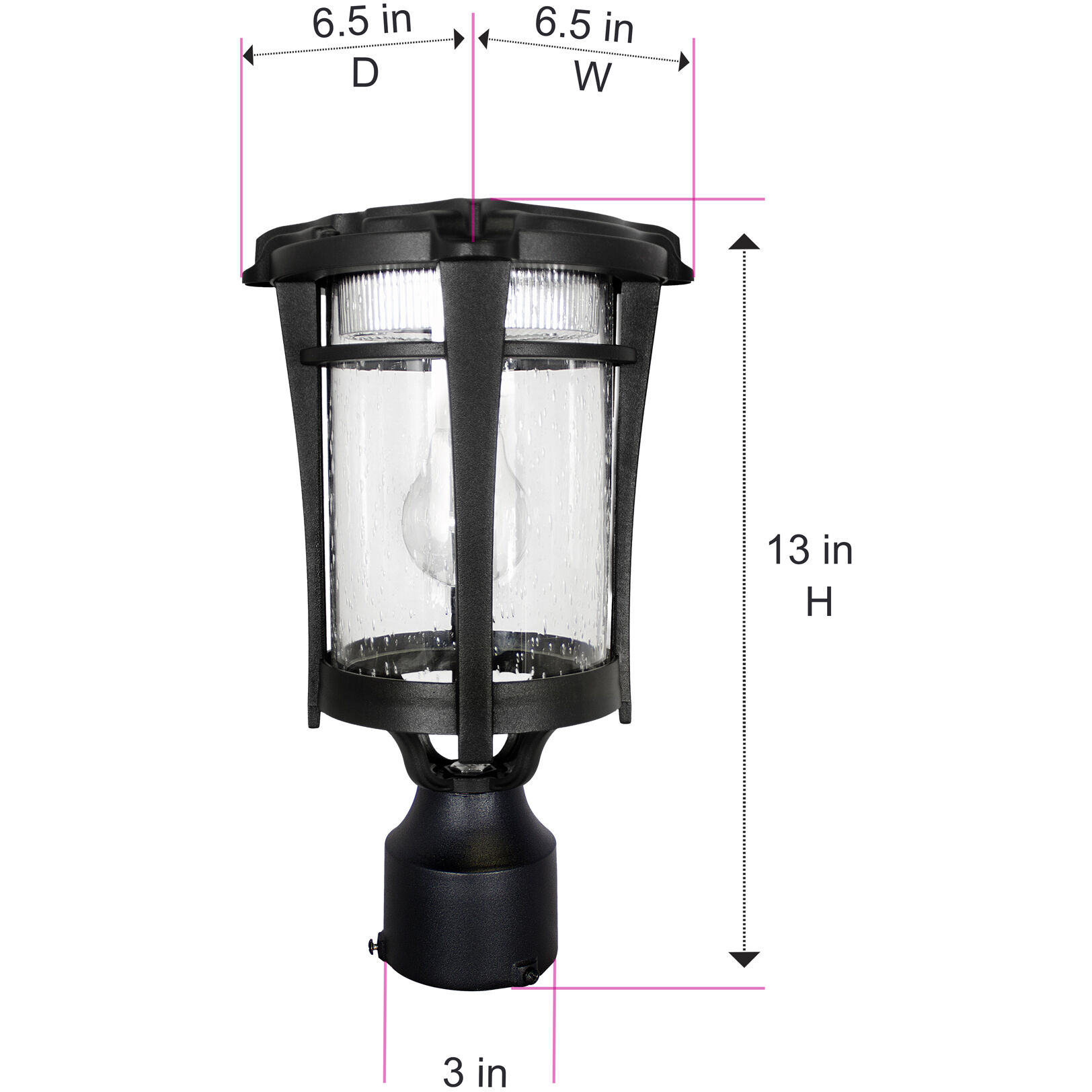 Aurora 1 Light 13 inch Black Outdoor Post Light, Solar