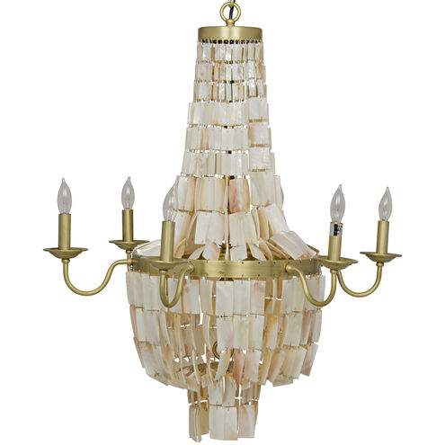 Bijou 6 Light 27 inch Antique Brass Chandelier Ceiling Light