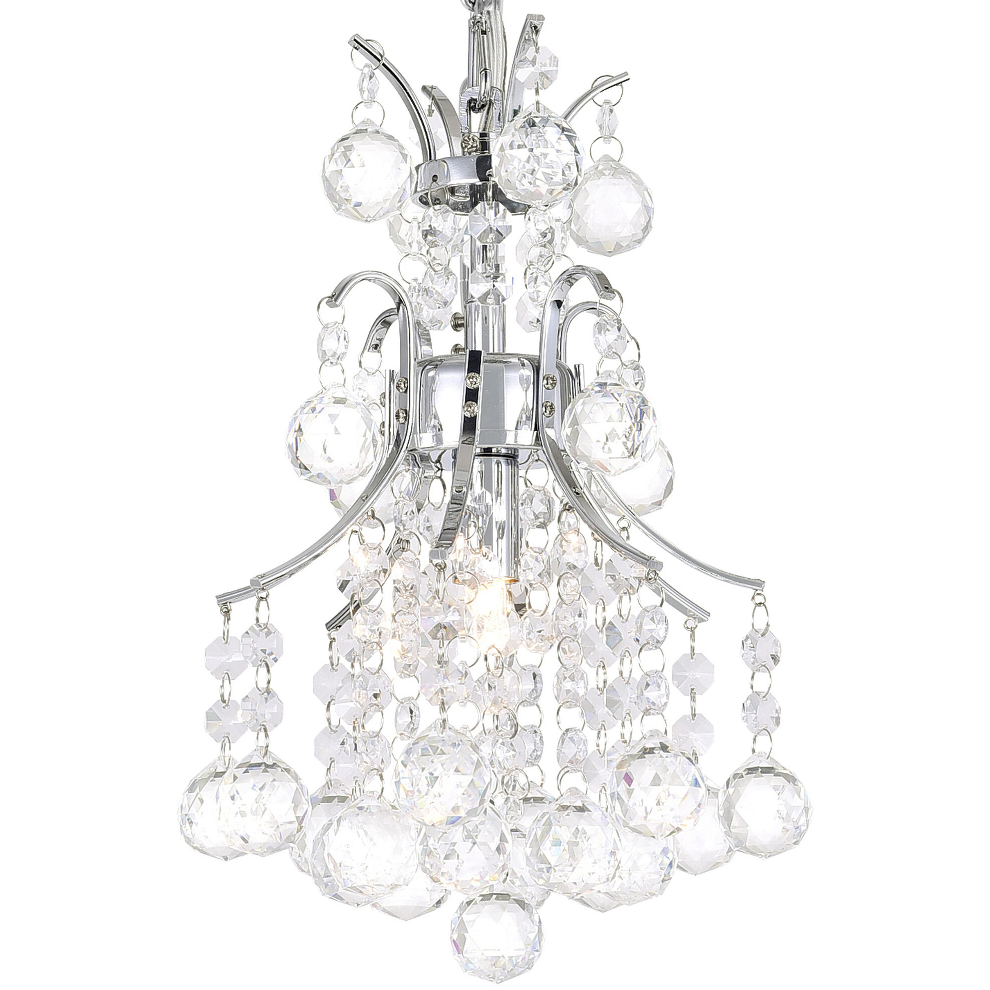 Princess 1 Light 8 inch Chrome Mini Chandelier Ceiling Light