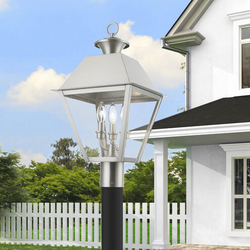 Wentworth 3 Light 22 inch Brushed Nickel Outdoor Post Top Lantern, Large