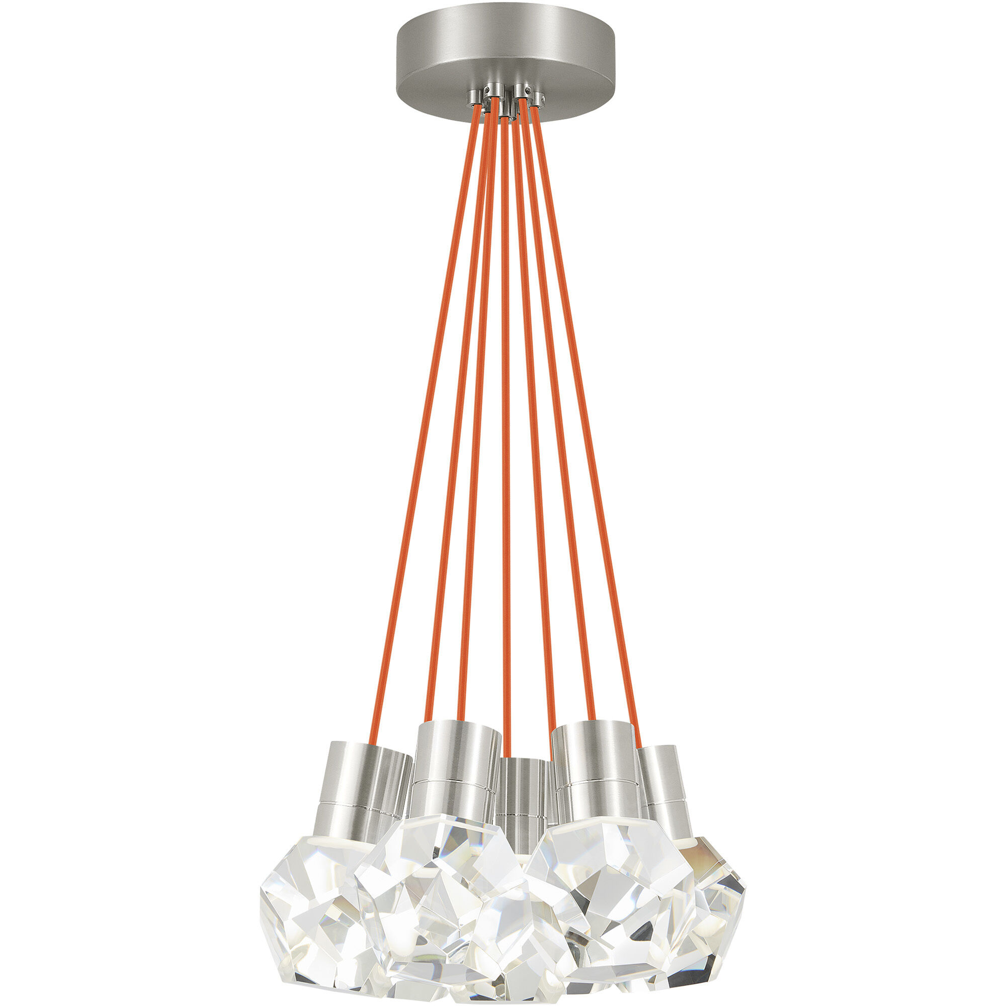 Sean Lavin Kira Pendant Ceiling Light in Satin Nickel, Orange Cord, LED 90 CRI 3000K, Integrated LED