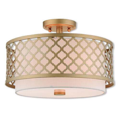 Arabesque 3 Light 15 inch Soft Gold Semi-Flush Mount Ceiling Light
