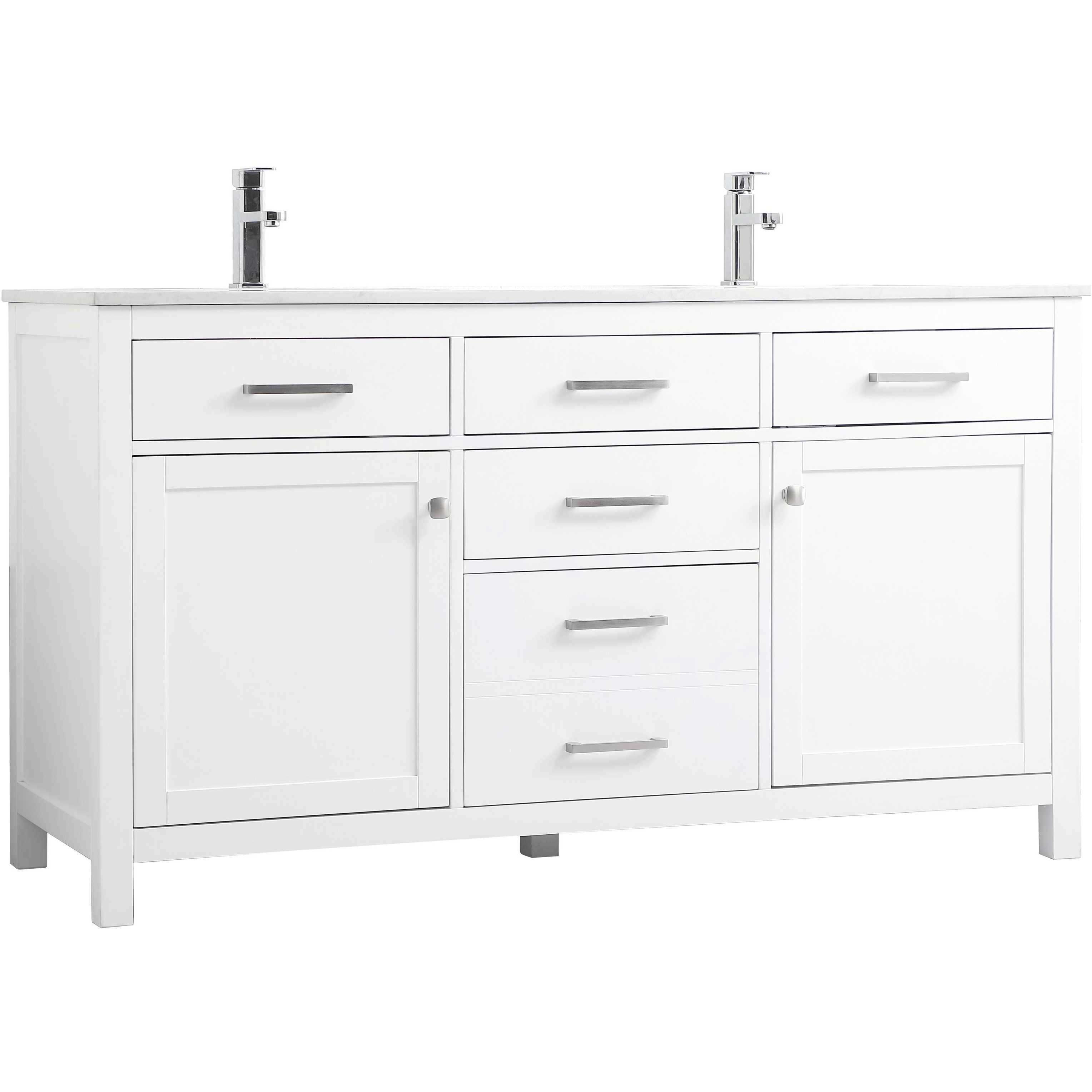Lewis 60 X 22 X 34 inch White Vanity Sink Set