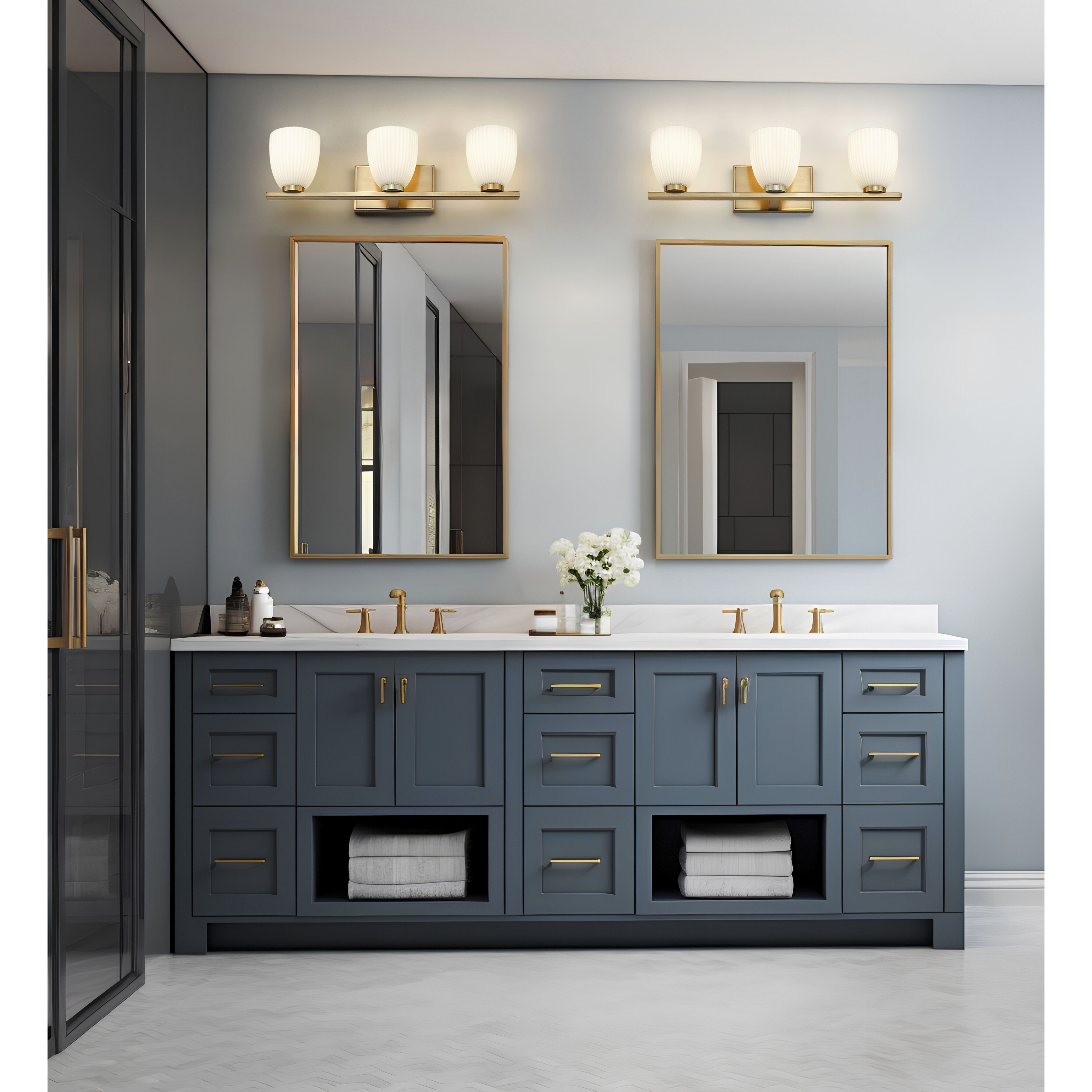 Naya 3 Light 24 inch Modern Gold Bath Vanity Light Wall Light