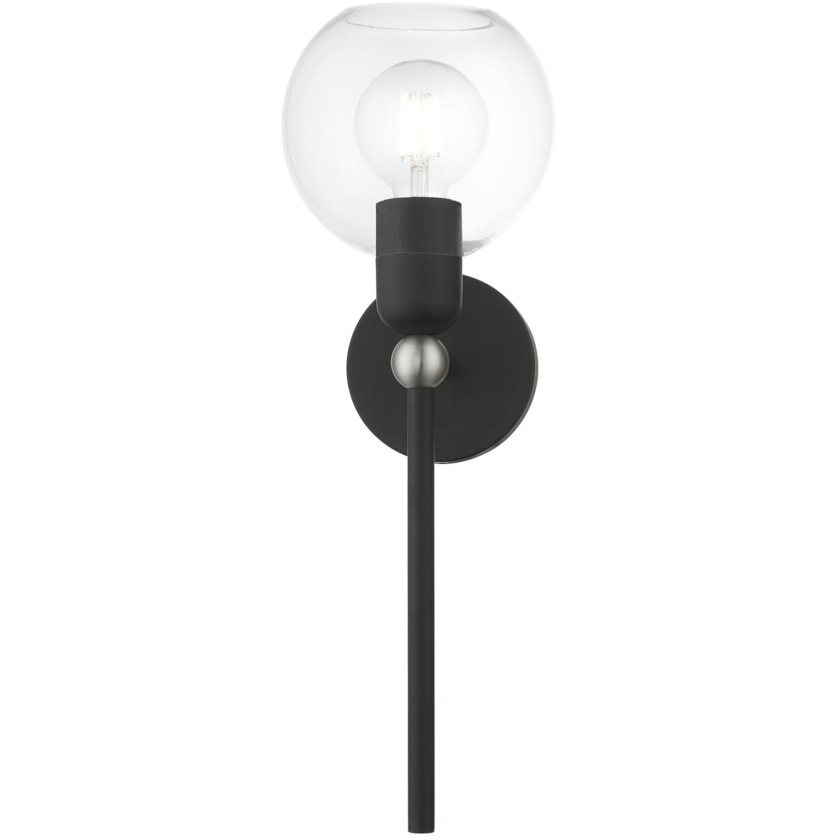 Downtown 1 Light 7 inch Black with Brushed Nickel Accent Single Sconce Wall Light, Sphere