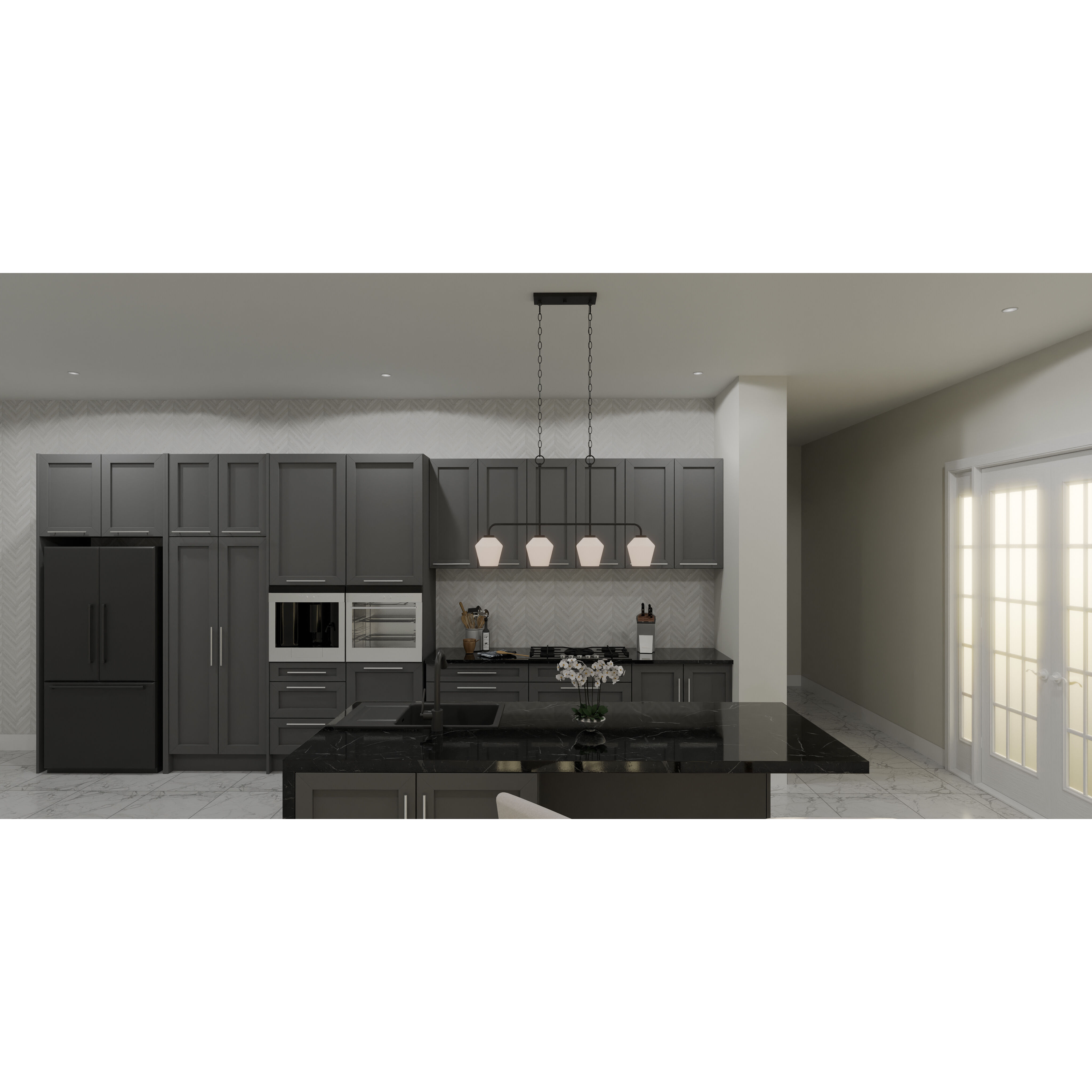 Nielson 4 Light 36 inch Matte Black Island Light Ceiling Light, Medium