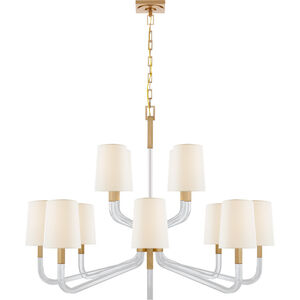 Chapman & Myers Reagan 12 Light 44.75 inch Antique-Burnished Brass and Crystal Two Tier Chandelier Ceiling Light in Linen, Grande