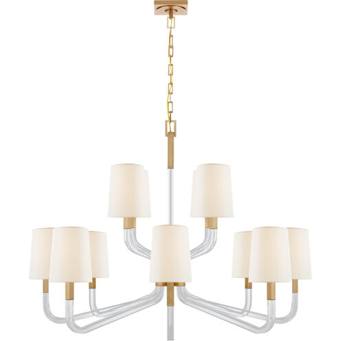 Chapman & Myers Reagan 12 Light 44.75 inch Antique-Burnished Brass and Crystal Two Tier Chandelier Ceiling Light in Linen, Grande