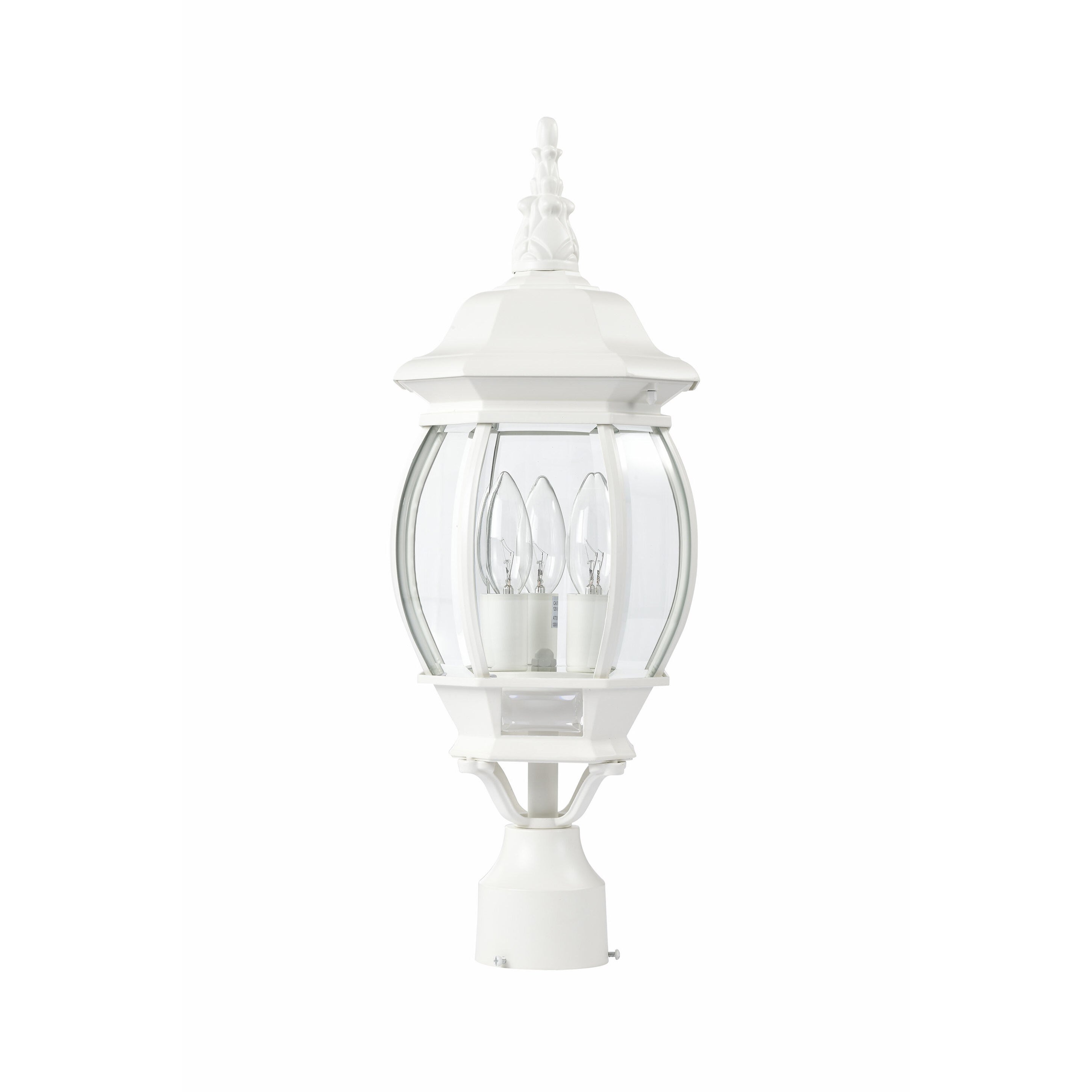Central Park 3 Light 21 inch White Outdoor Post Lantern