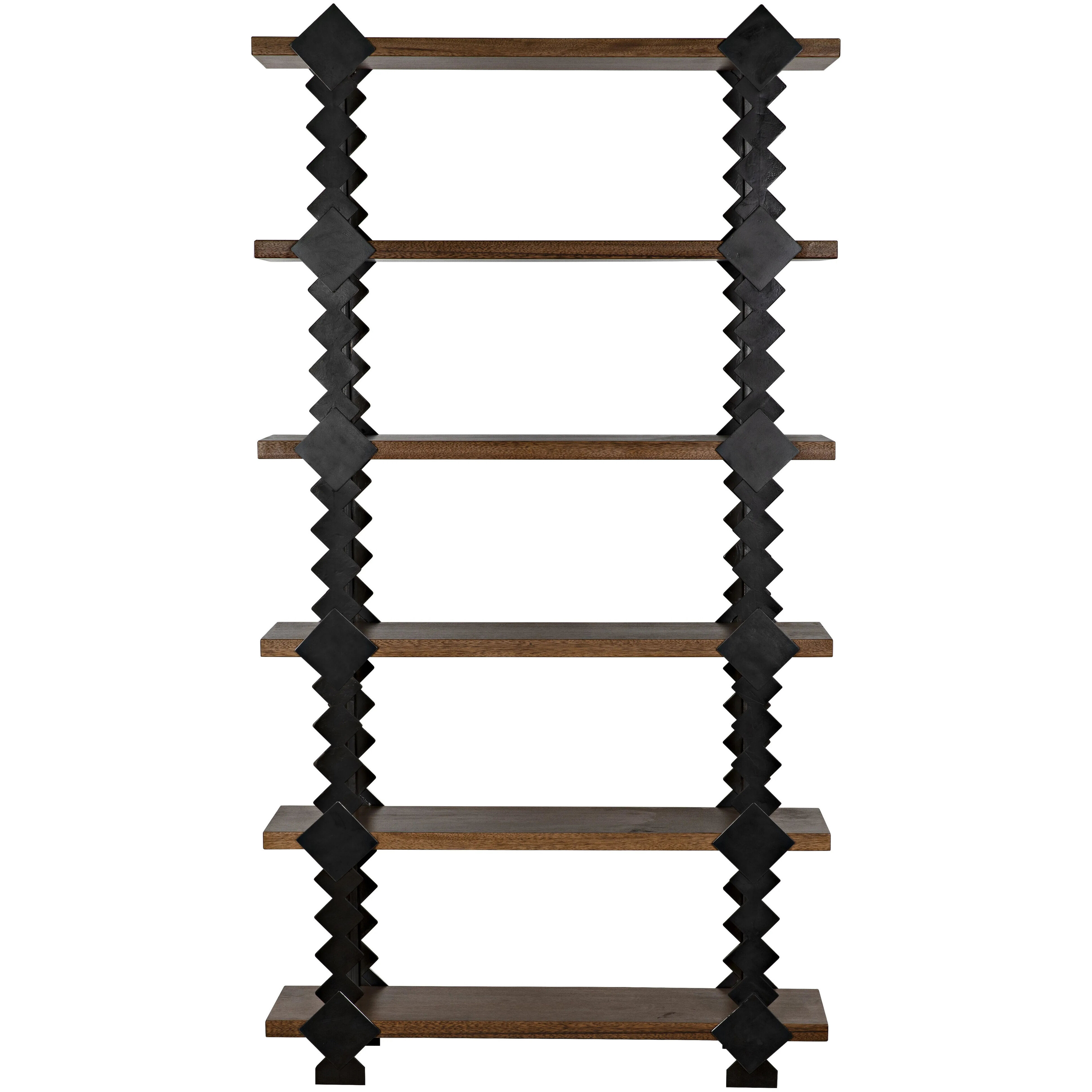 Page 90.5 X 48 X 15 inch Dark Walnut and Black Metal Shelf