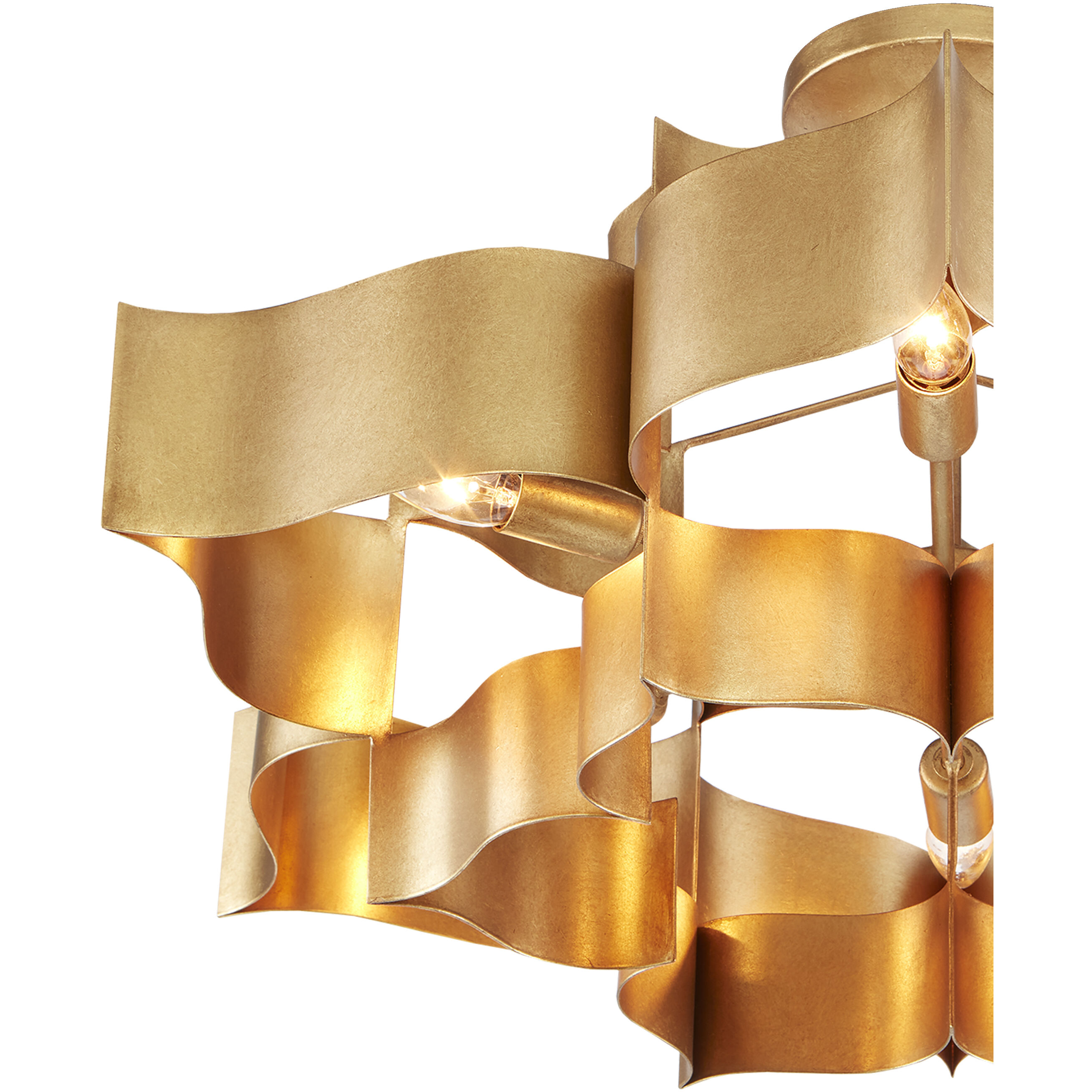 Grand Lotus 6 Light 30 inch Antique Gold Leaf Chandelier Ceiling Light, Large, Semi-Flush Convertible