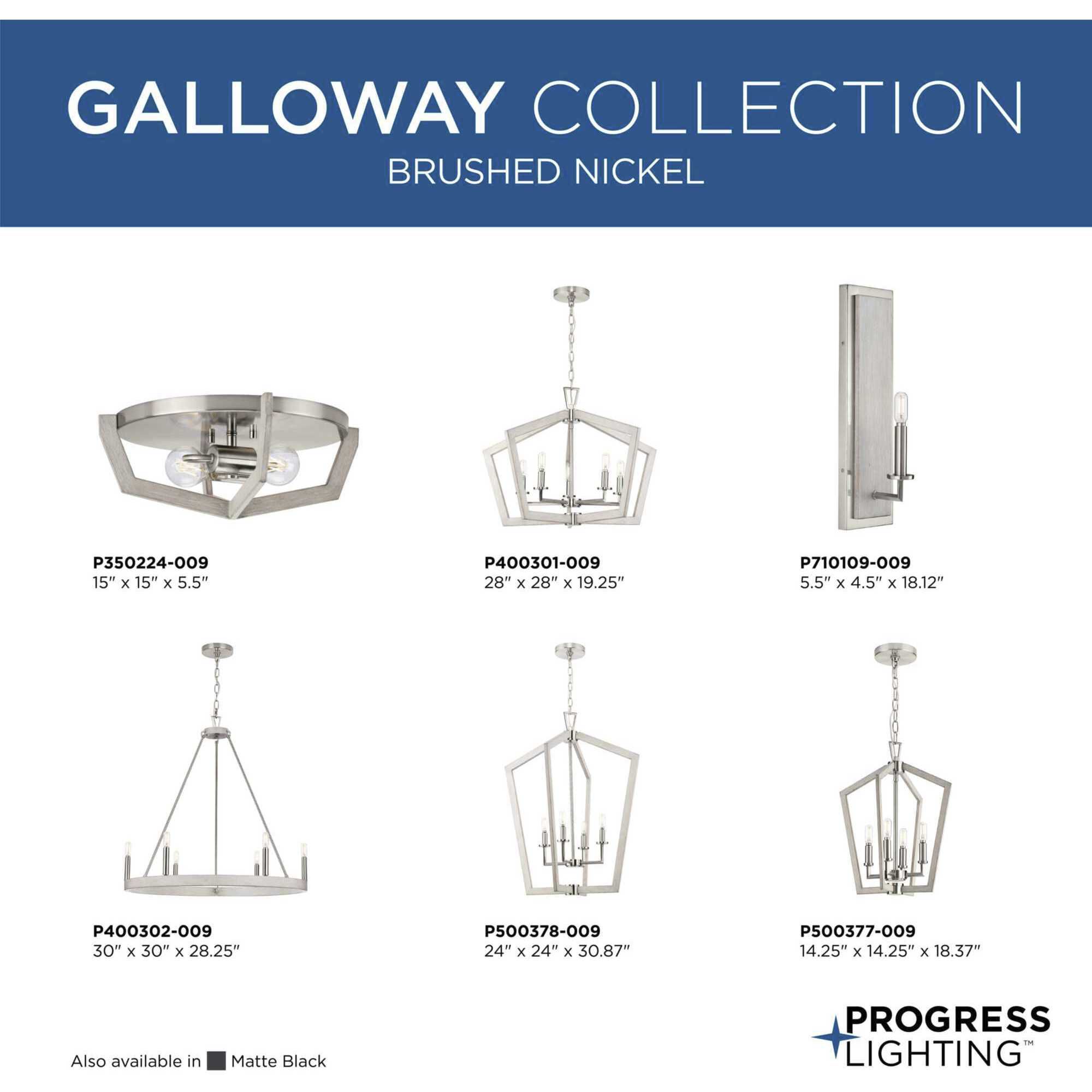 Galloway 4 Light 14.25 inch Brushed Nickel Foyer Light Ceiling Light