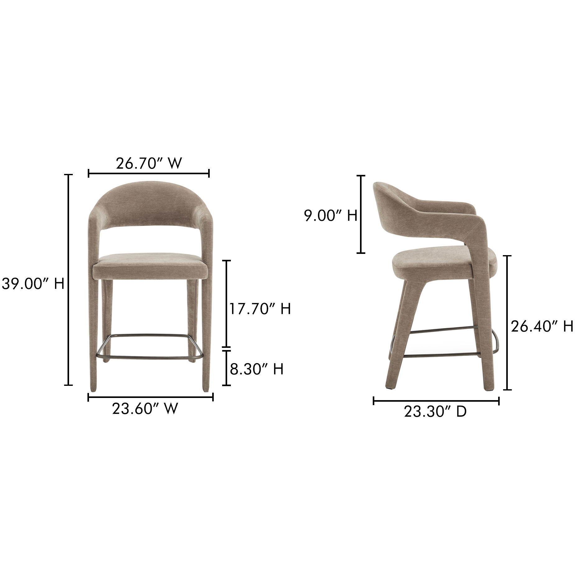 Martens 39 inch Brown Counter Stool in Light Brown