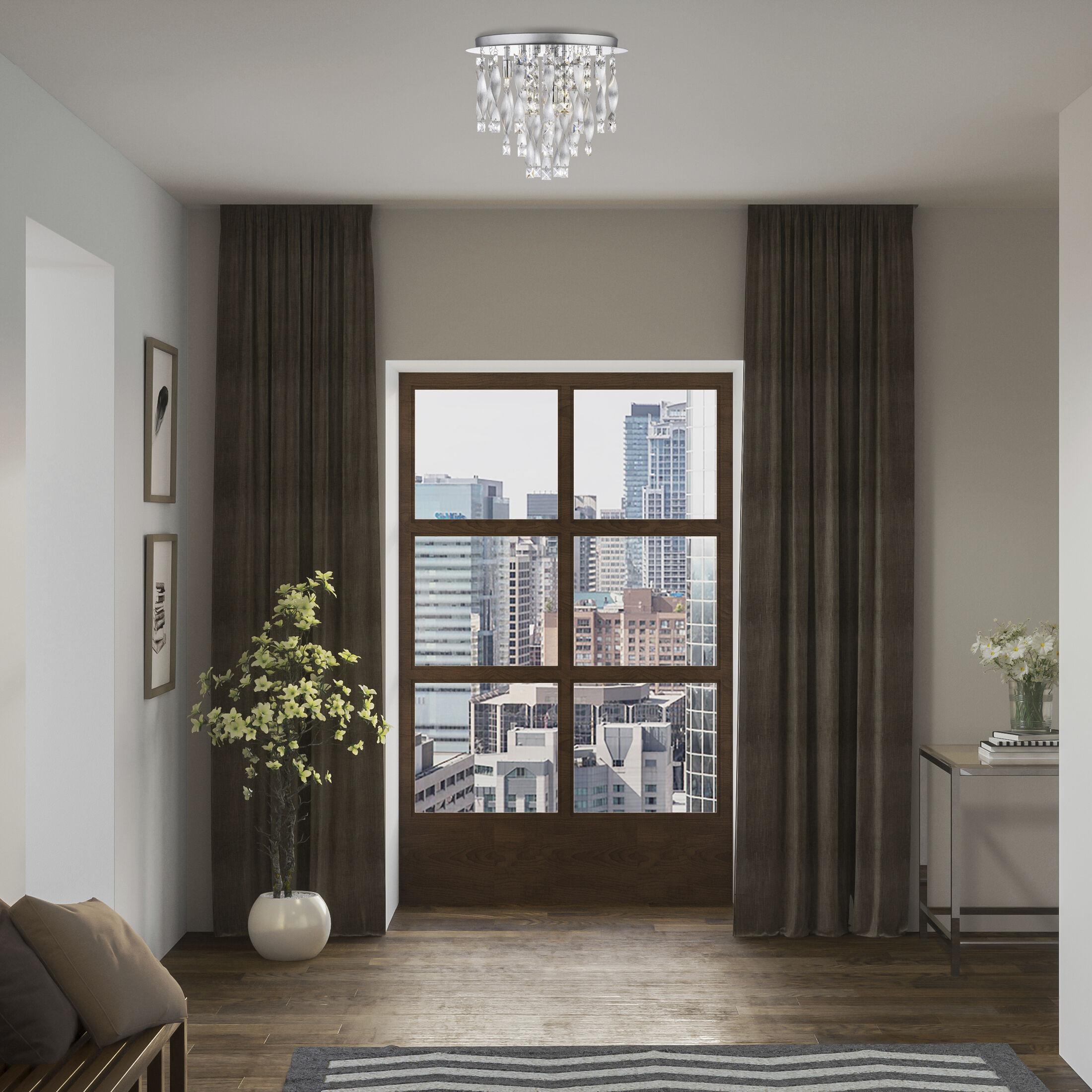 Twinkle 6 Light 16 inch Polished Chrome Flush Mount Ceiling Light