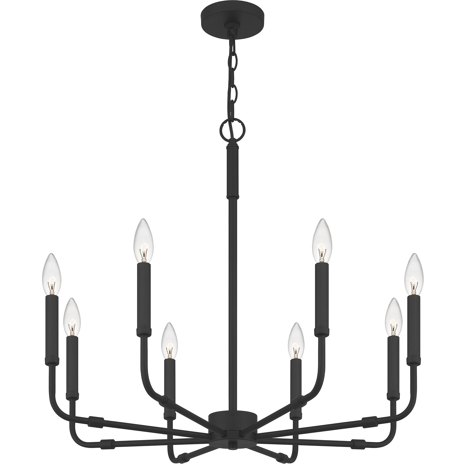Abner 8 Light 28 inch Matte Black Chandelier Ceiling Light