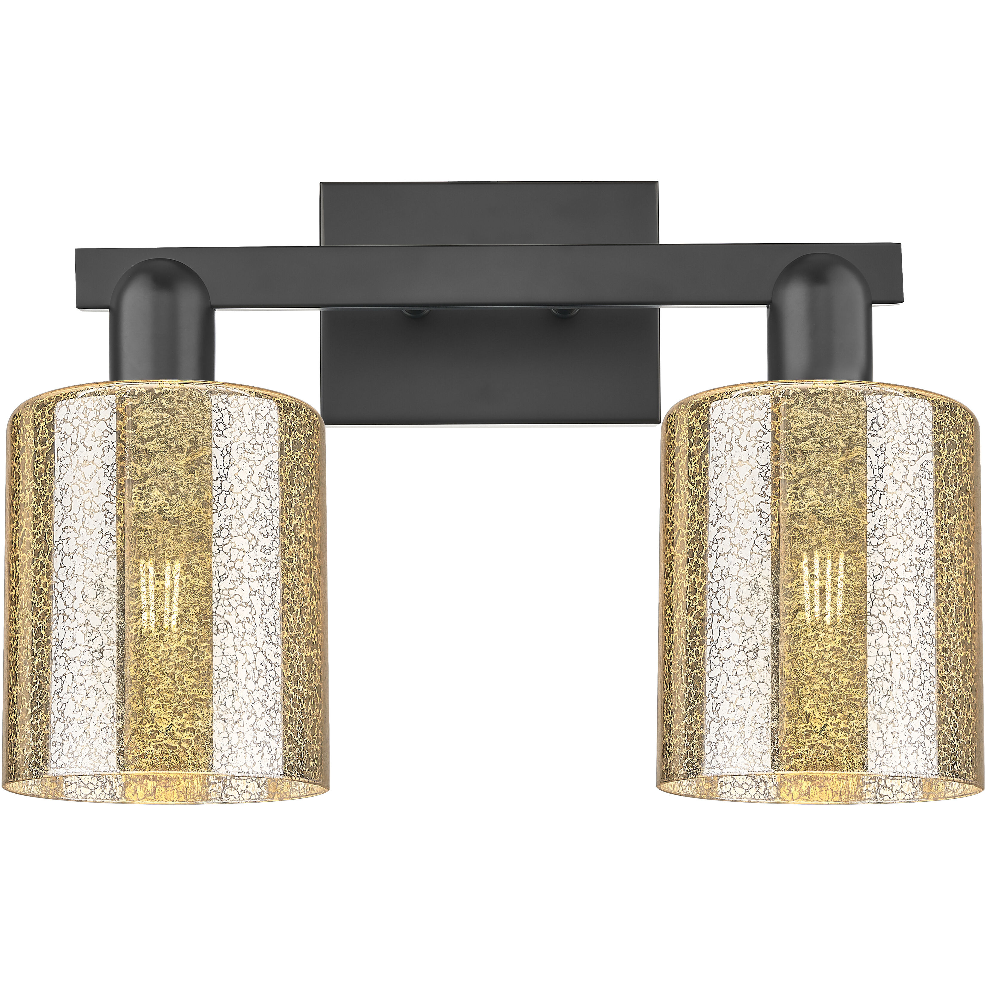 Arcadia Cobbleskill 2 Light 16 inch Matte Black Bath Vanity Light Wall Light in Mercury