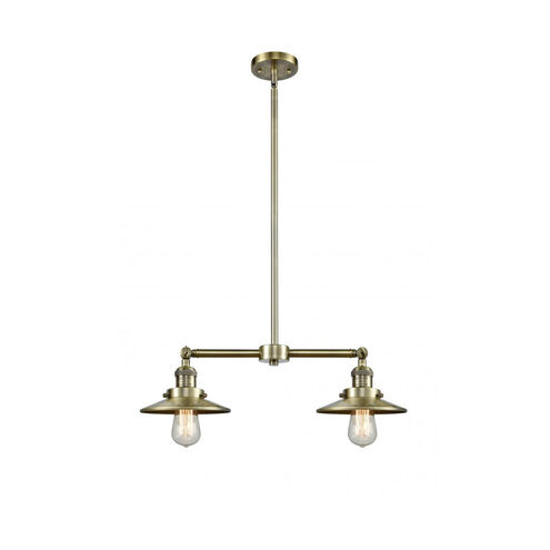 Franklin Restoration Railroad 2 Light 21 inch Antique Brass Chandelier Ceiling Light in Incandescent, Franklin Restoration