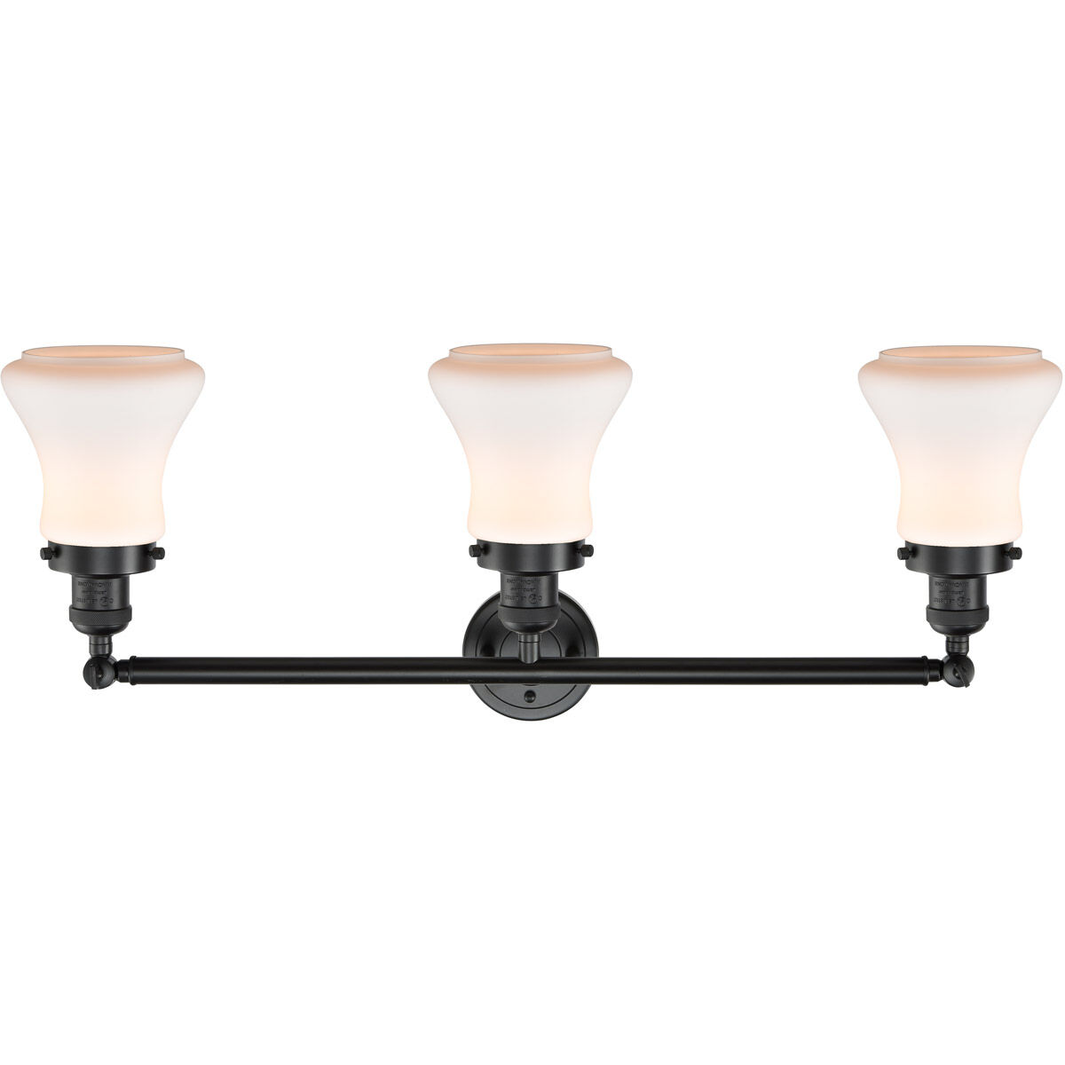 Franklin Restoration Bellmont 3 Light 30 inch Oil Rubbed Bronze Bath Vanity Light Wall Light in Matte White Glass, Franklin Restoration