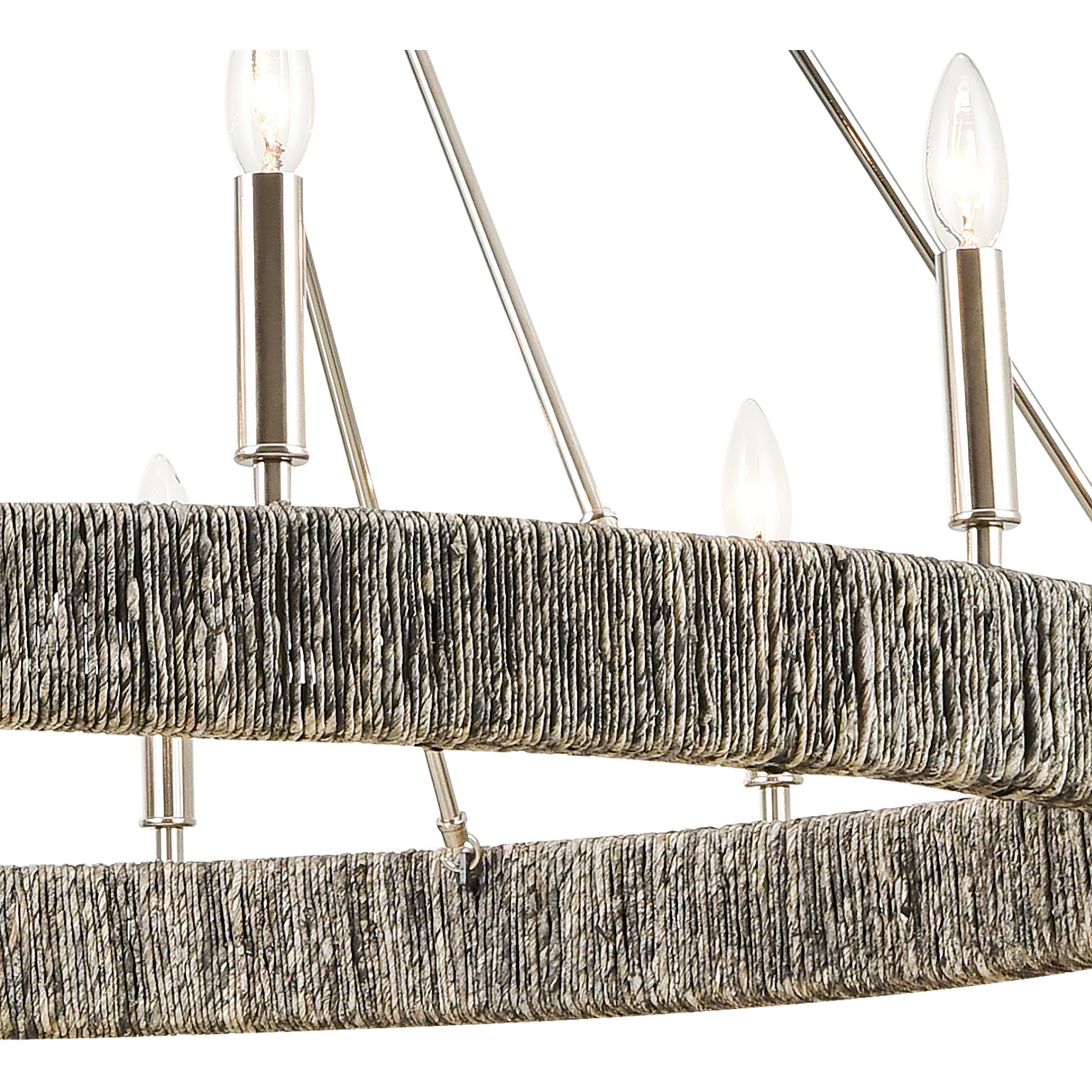 Abaca 12 Light 48 inch Polished Nickel with Gray Chandelier Ceiling Light