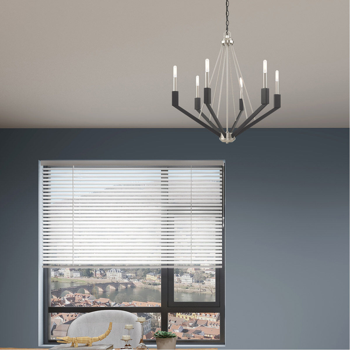 Beckett 6 Light 26 inch Brushed Nickel & Black Chandelier Ceiling Light