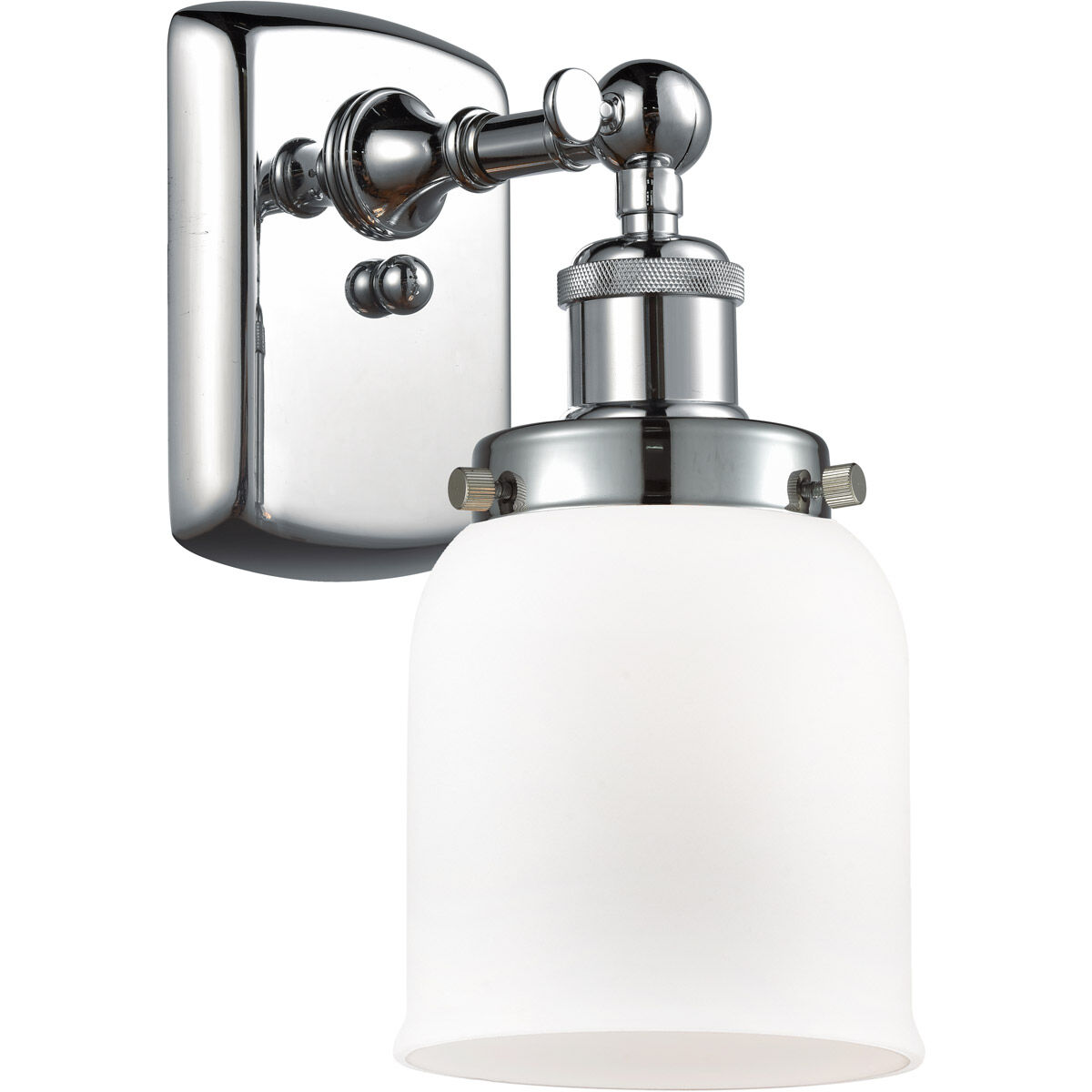 Ballston Small Bell LED 5 inch Polished Chrome Sconce Wall Light in Matte White Glass, Ballston