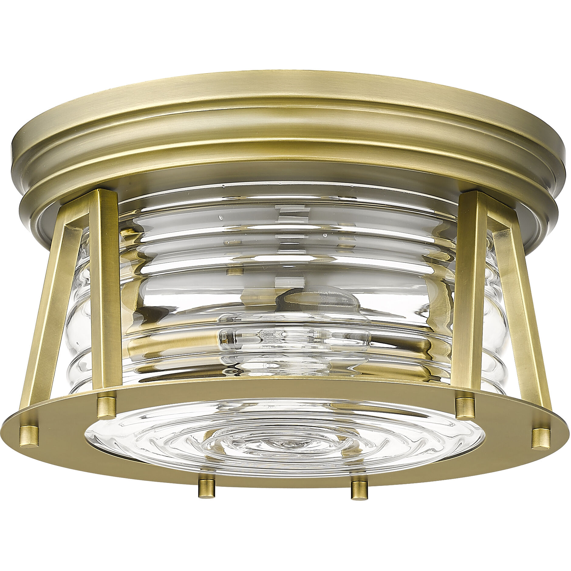 Cape Harbor 2 Light 12 inch Rubbed Brass Flush Mount Ceiling Light