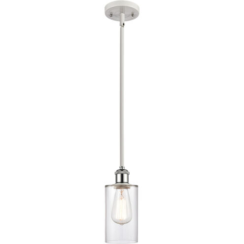 Ballston Clymer 1 Light 4 inch White and Polished Chrome Pendant Ceiling Light in Clear Glass, Ballston