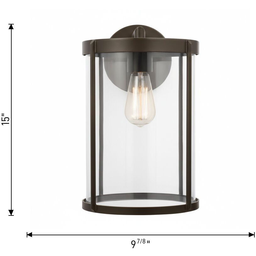 Luning 1 Light 15 inch Textured Black Outdoor Wall Lantern in Incandescent, Clear Glass, Large