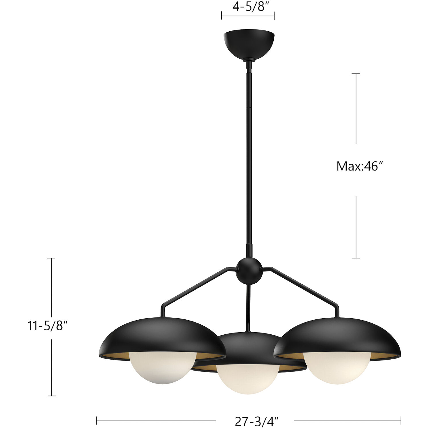 Alora Mood Rubio 3 Light 27.75 inch Aged Gold/Opal Matte Glass Chandelier Ceiling Light