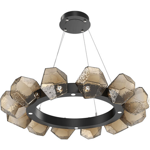 Gem LED 36 inch Matte Black Chandelier Ceiling Light in Bronze, 2700K LED, Radial Ring