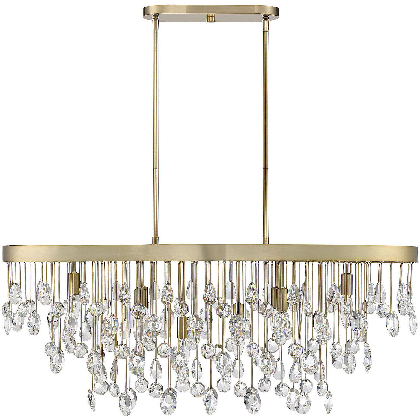 Livorno 8 Light 36 inch Noble Brass Linear Chandelier Ceiling Light, Oval