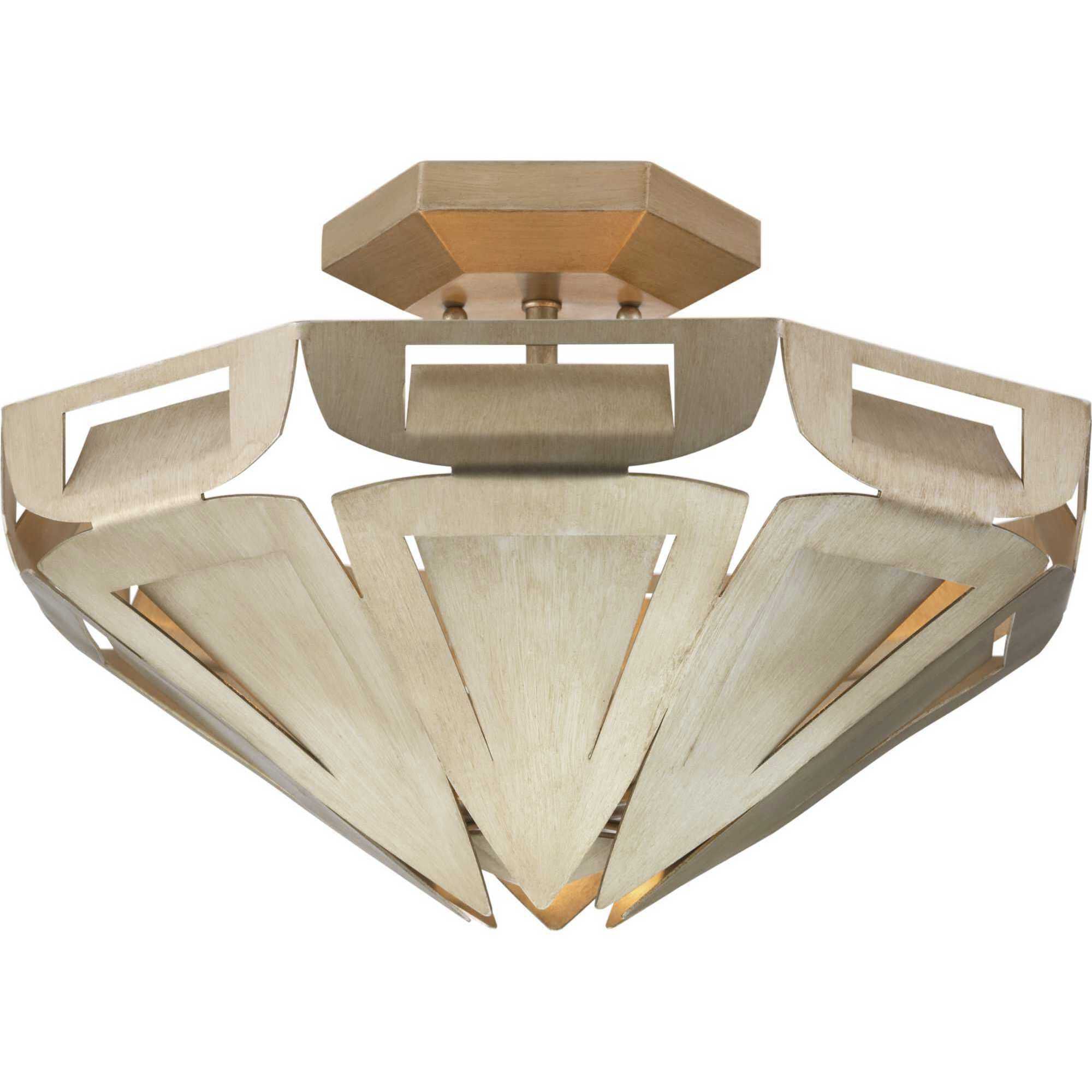 Point Dume™ Yerba 3 Light 17.38 inch Silver Ridge Semi-Flush Mount Ceiling Light, Design Series