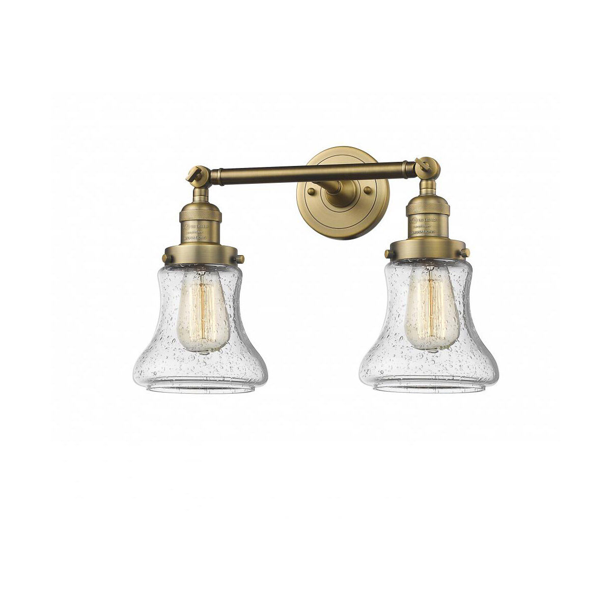 Franklin Restoration Bellmont LED 17 inch Brushed Brass Bath Vanity Light Wall Light in Seedy Glass, Franklin Restoration