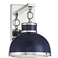 Corning 1 Light 8 inch Navy with Polished Nickel Accents Wall Sconce Wall Light in Navy/Polished Nickel