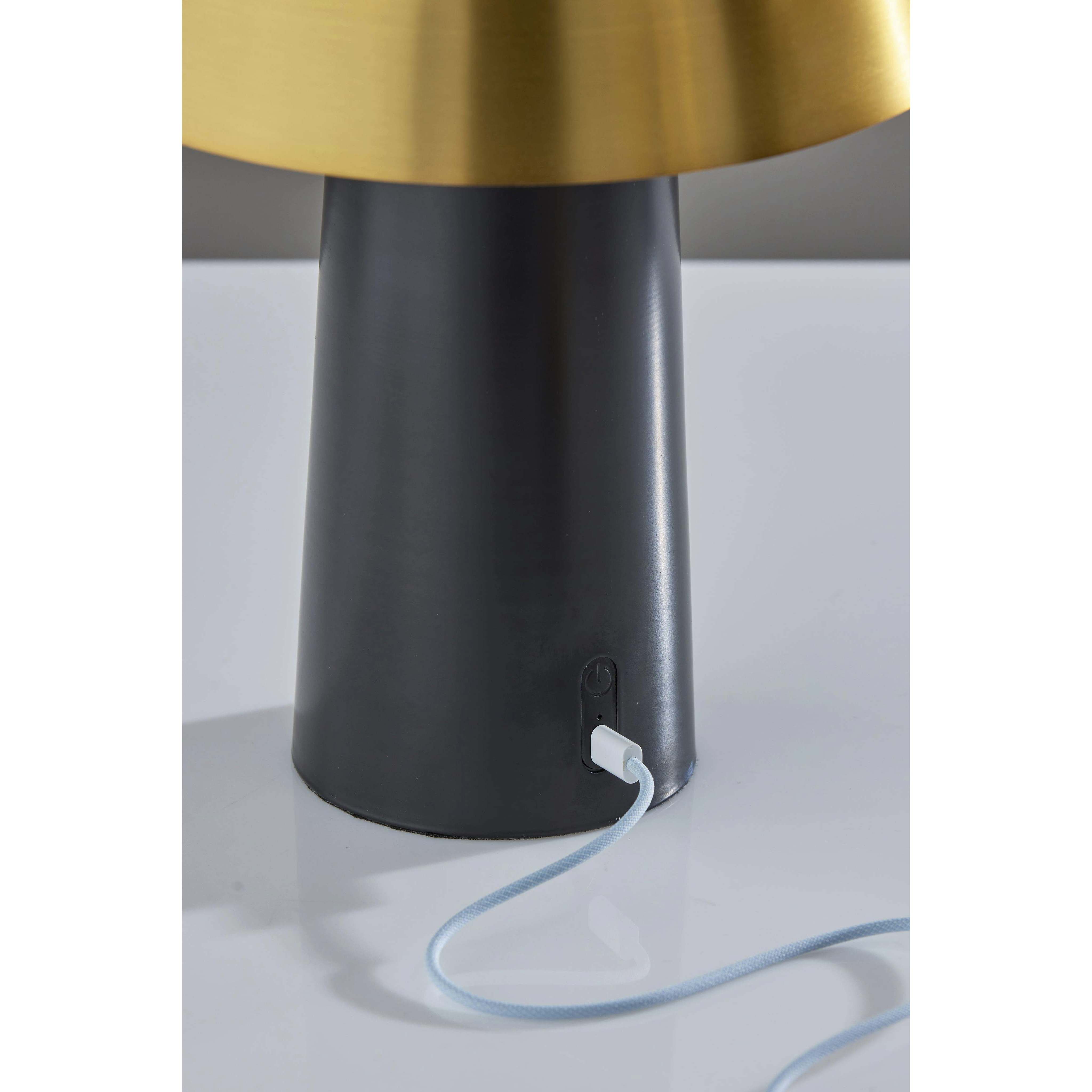 Pirlo 11.75 inch 4.00 watt Black with Antique Brass Accents Cordless Table Lamp Portable Light, ADS360