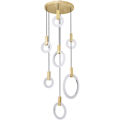 Anello LED 28 inch White Oak Multi Point Pendant Ceiling Light