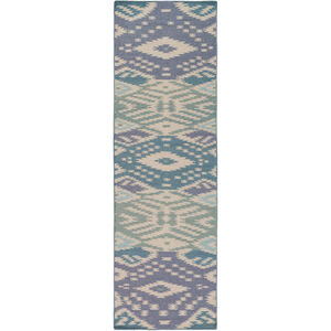 Wanderer 96 X 30 inch Blue and Gray Runner, Wool