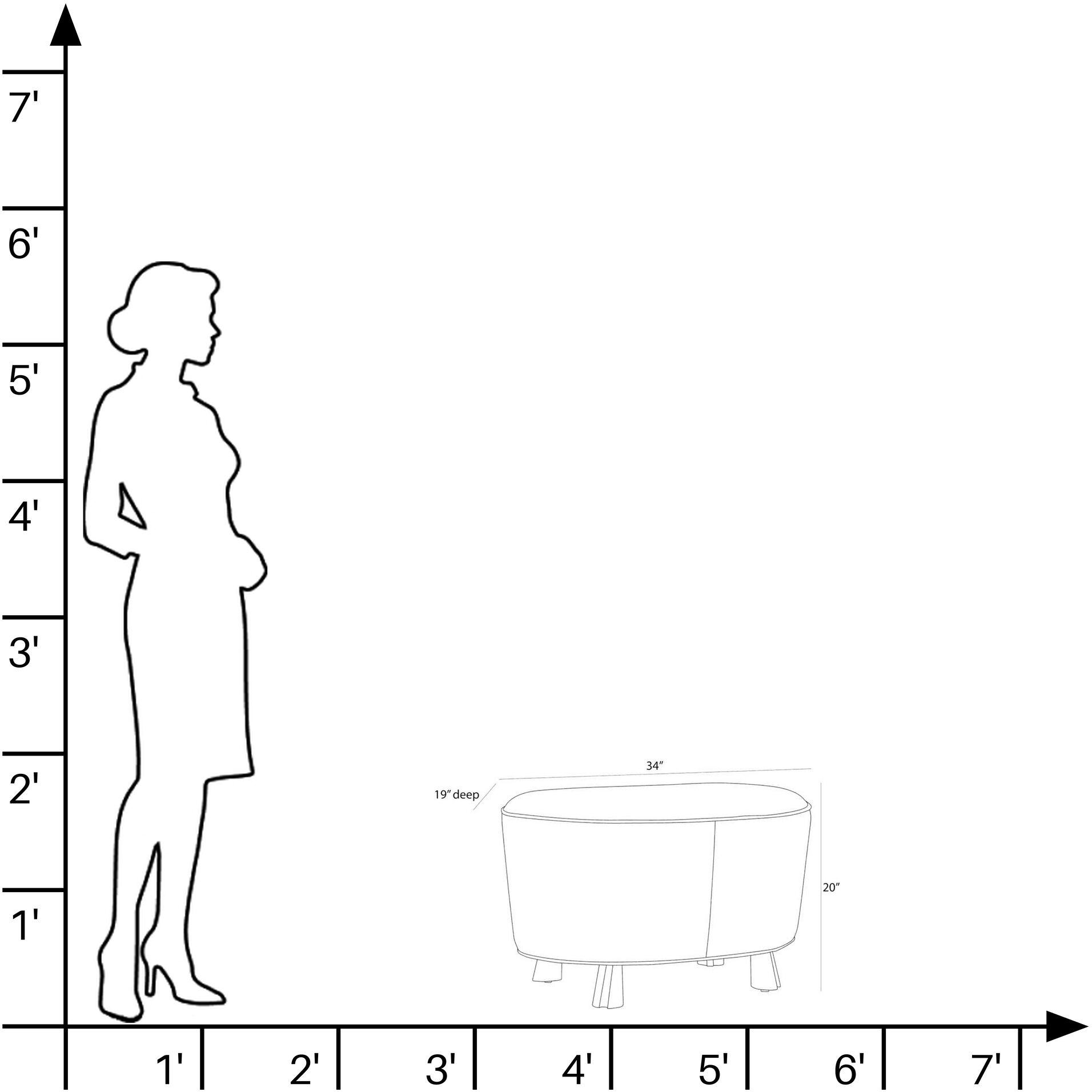 Koda 20 inch Brown and Ebony Ottoman