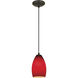 Champagne 1 Light 5 inch Oil Rubbed Bronze Pendant Ceiling Light in Red