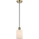 Ballston Hadley LED 4.5 inch Antique Brass Mini Pendant Ceiling Light in Matte White Glass, Black Textured, Ballston
