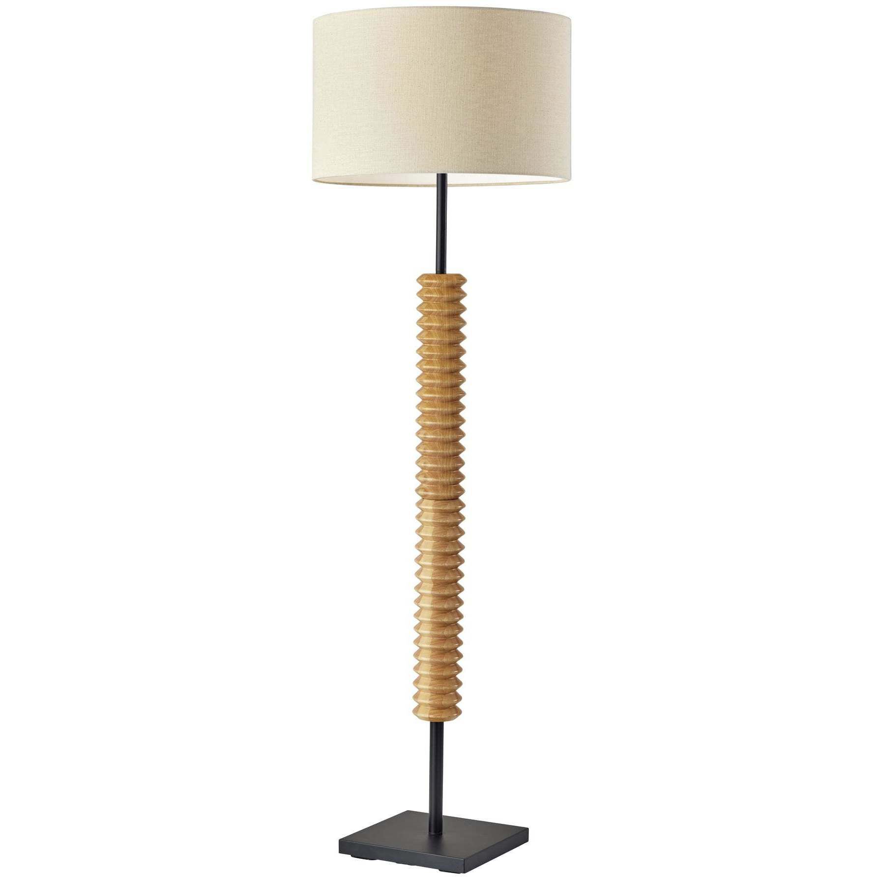 Judith 60 inch 150.00 watt Natural Wood With Black Floor Lamp Portable Light