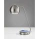 Emerson 18 inch 60.00 watt Brushed Steel Desk Lamp Portable Light, with AdessoCharge Wireless Charging Pad and USB Port