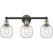 Belfast 3 Light 24 inch Black Antique Brass Bath Vanity Light Wall Light in Deco Swirl