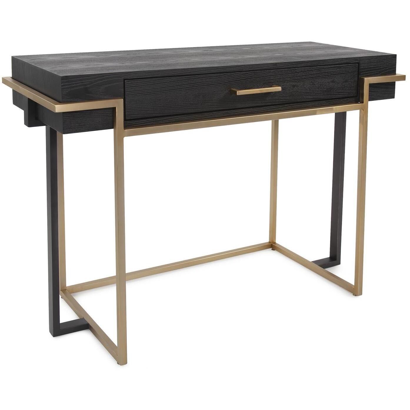 Evora 45.5 inch Matte Black and Gold Desk/Console