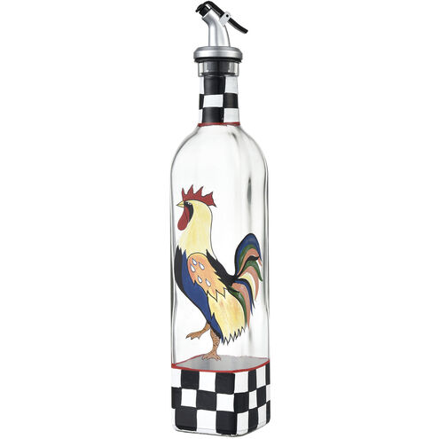 Rooster Black and Red with Yellow Oil and Vinegar Bottle