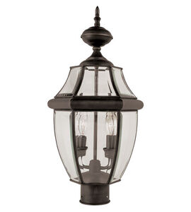 Glass House 2 Light 22 inch Black Outdoor Postmount Lantern