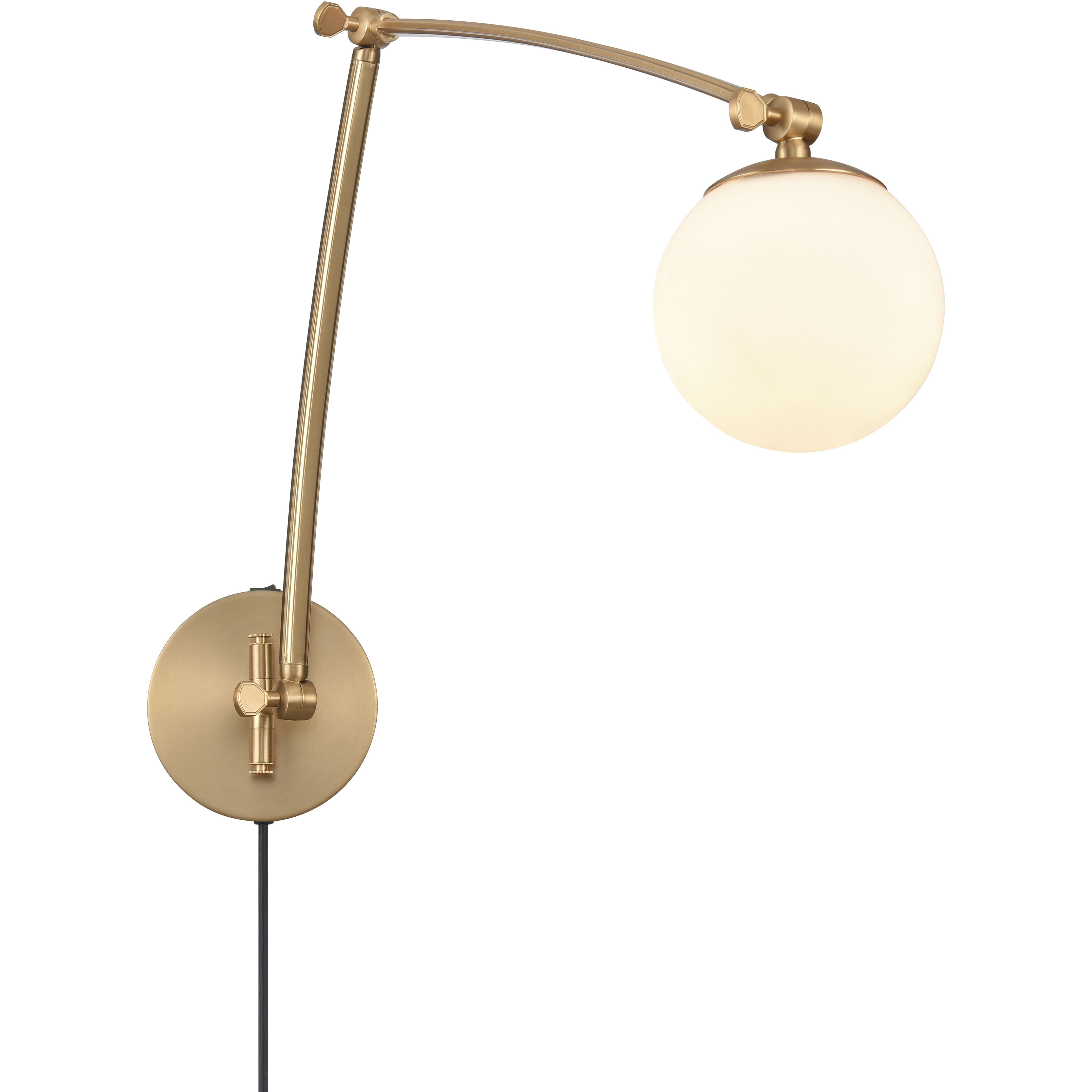 Caroline 25.5 inch 60 watt Brushed Gold Swingarm Sconce Wall Light