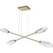 Aalto LED Gilded Brass Linear Multi-Pendant Ceiling Light in Clear, 2700K LED, Double Moda