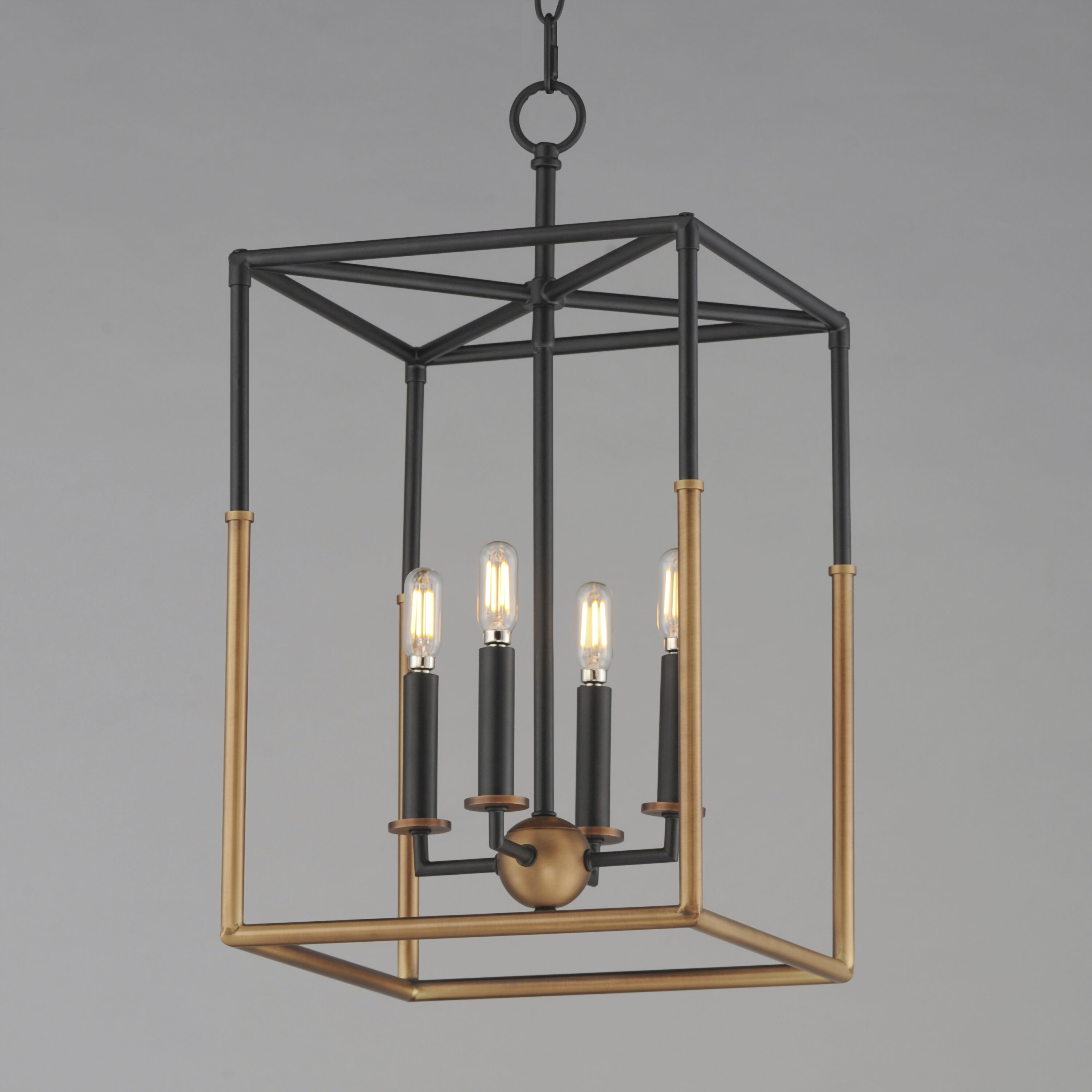 SoHo 4 Light 12 inch Black and Weathered Brass Entry Foyer Pendant Ceiling Light