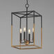 SoHo 4 Light 12 inch Black and Weathered Brass Entry Foyer Pendant Ceiling Light